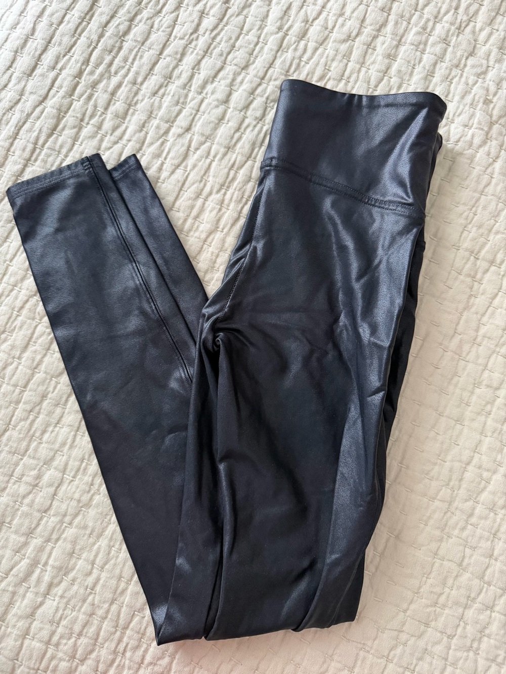 SPANX Black Faux-Leather High-Waist Leggings